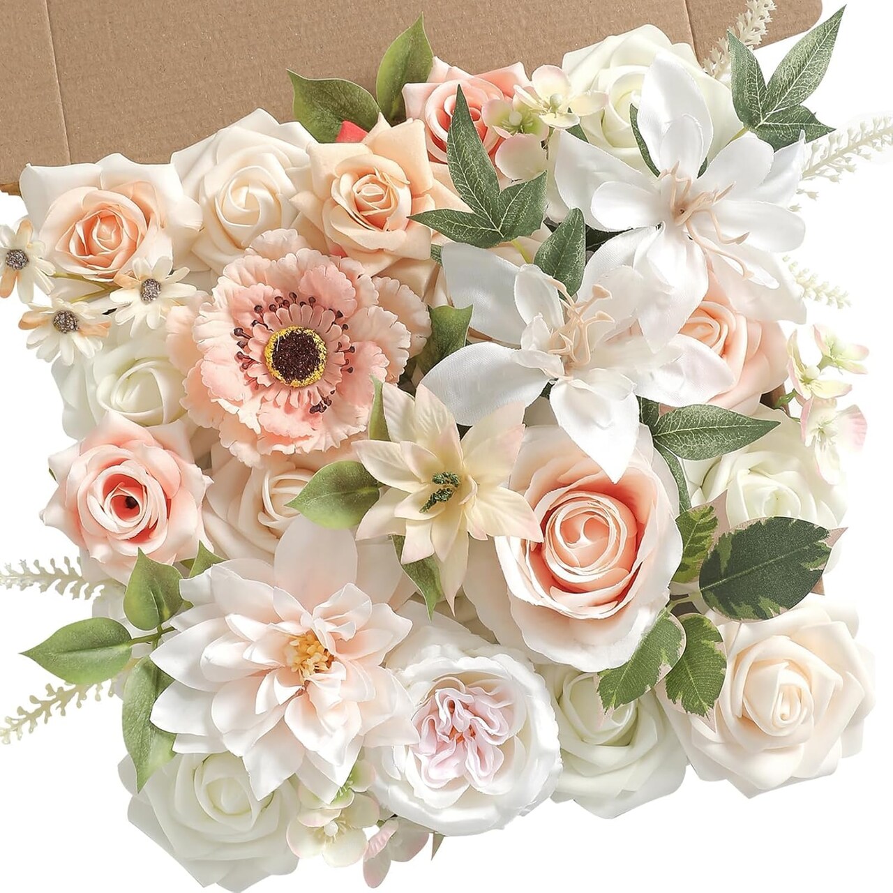 24 PCS Champagne Pink Silk & Foam Artificial Flowers – DIY Wedding Bouquets, Cake Flowers, Table Centerpieces, Baby Shower & Party Decorations